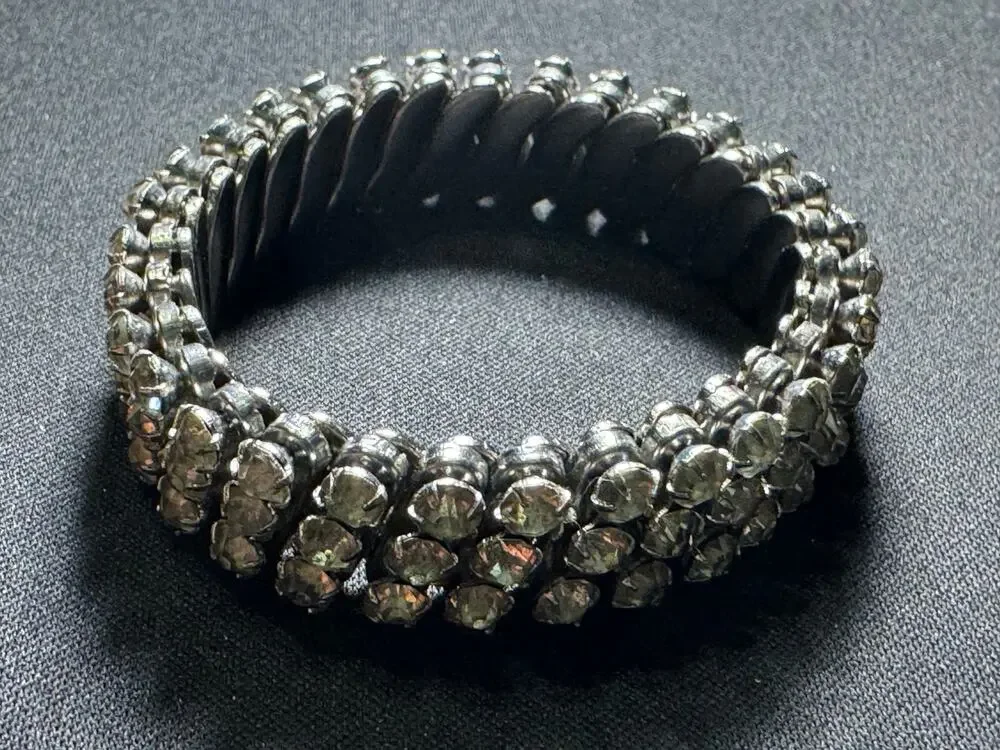 Vintage 1950's Multi Row Rhinestone Stretch Bracelet
